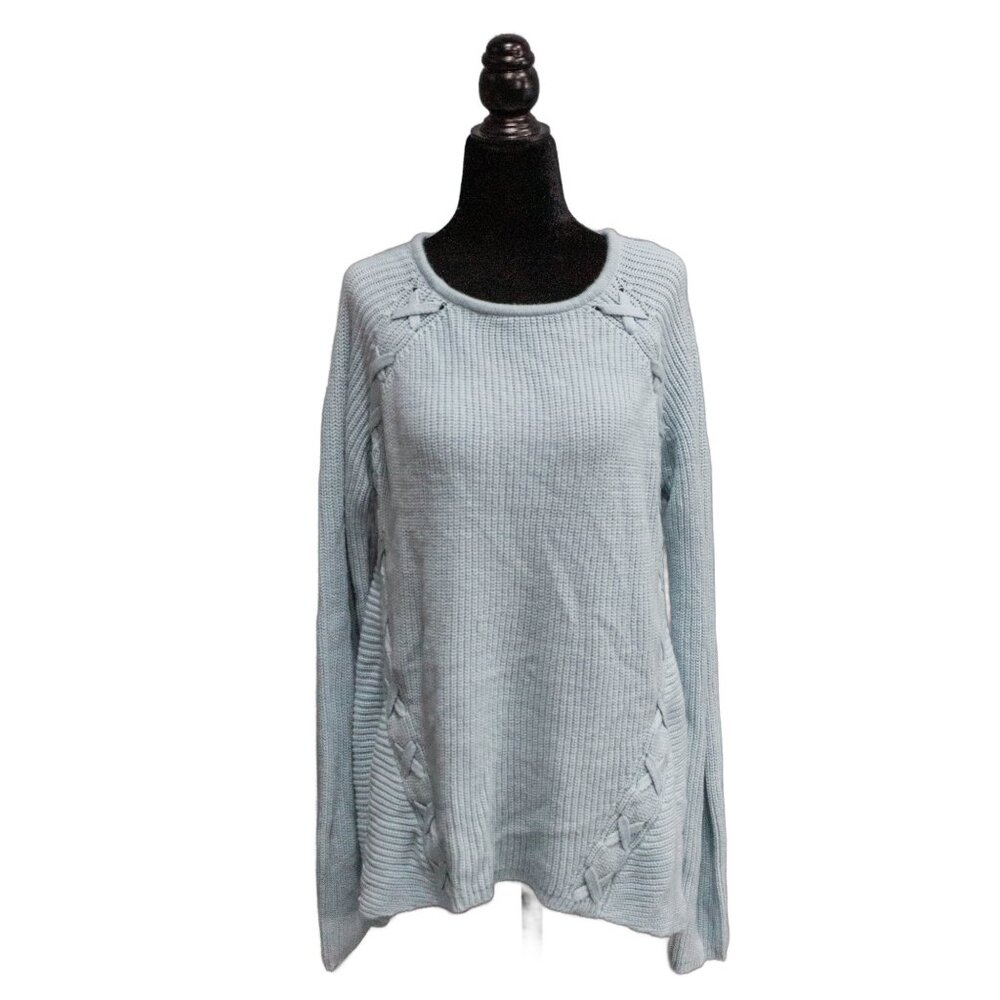 a.n.a. Baby Blue Criss-Cross Sweater, Size Large